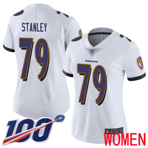 Baltimore Ravens Limited White Women Ronnie Stanley Road Jersey NFL Football #79 100th Season Vapor Untouchable